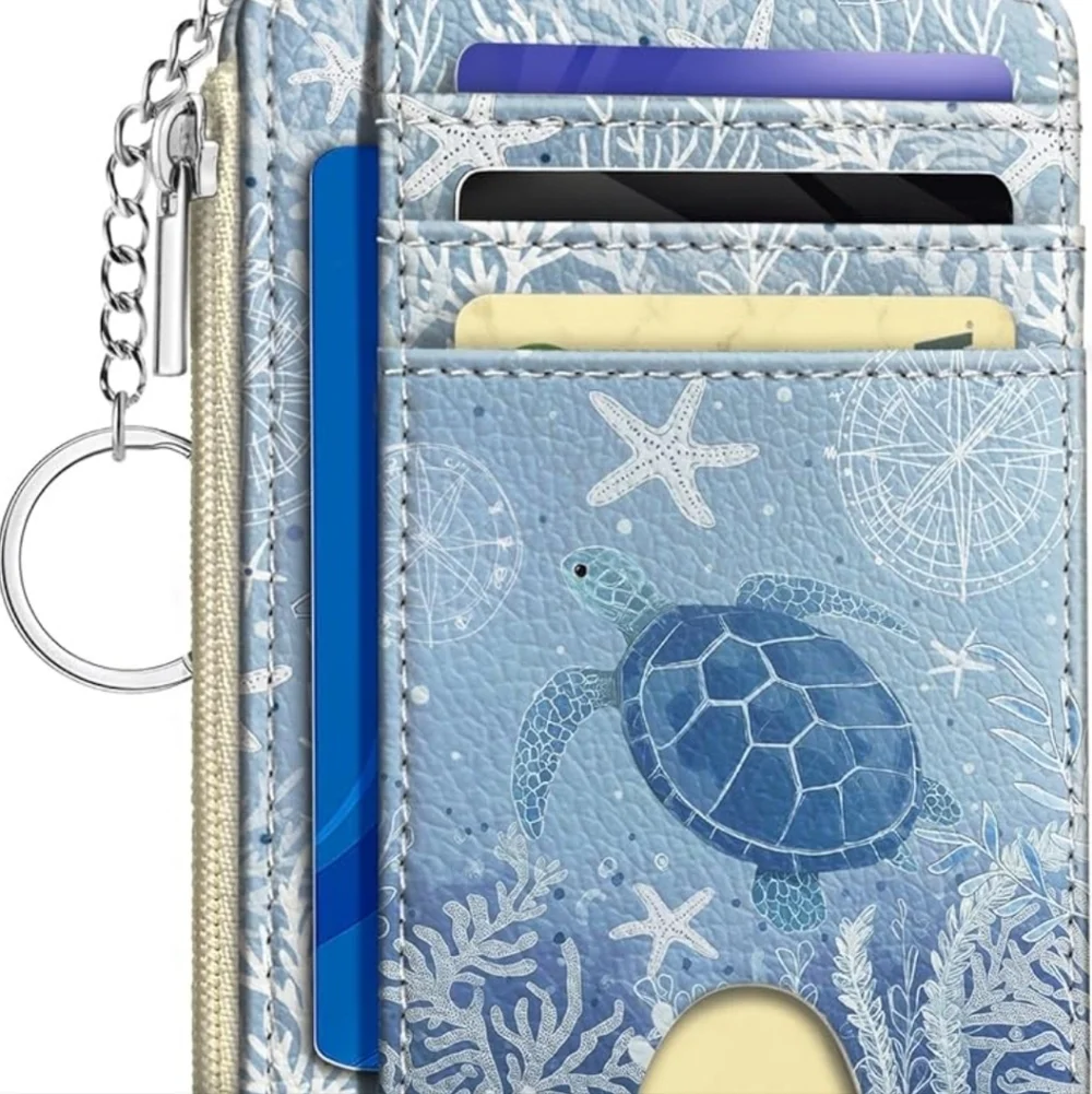 Blue Card Organizer with Turtle Design